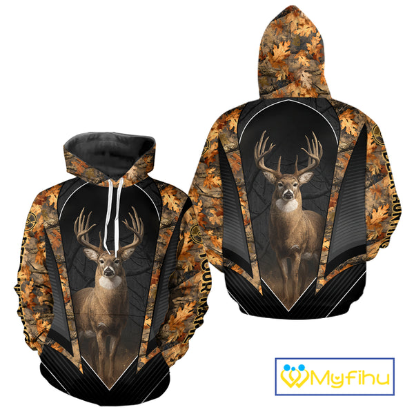 Custom Whitetail Deer Hunting Autumn Dark Camouflage 3D Shirts, Best Gift Ideas for Hunters NBT241