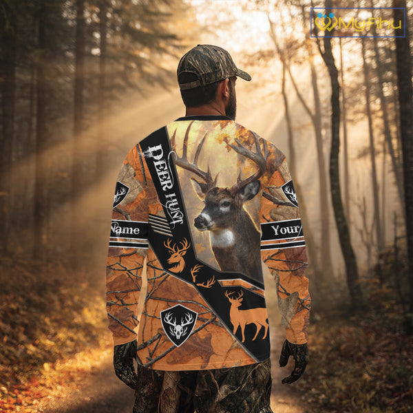Deer Hunting Orange Camouflage 3D Printing Custom Name Shirts, Best Deer Hunting Shirts for Men NBT152