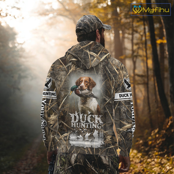 Mallard Duck Hunting Camouflage Shirts With Brittany Dog, Duck Hunting Season, Hunting Gifts NBT180