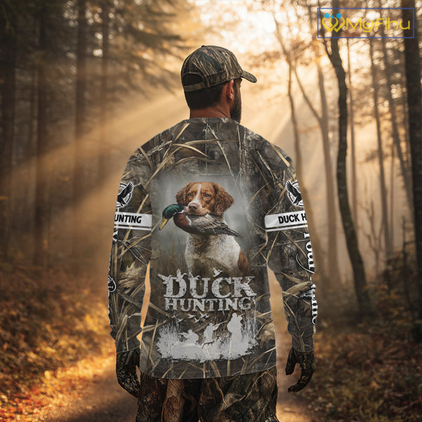 Mallard Duck Hunting Camouflage Shirts With Brittany Dog, Duck Hunting Season, Hunting Gifts NBT180