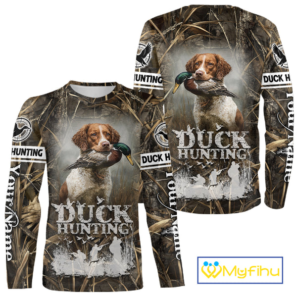 Mallard Duck Hunting Camouflage Shirts With Brittany Dog, Duck Hunting Season, Hunting Gifts NBT180