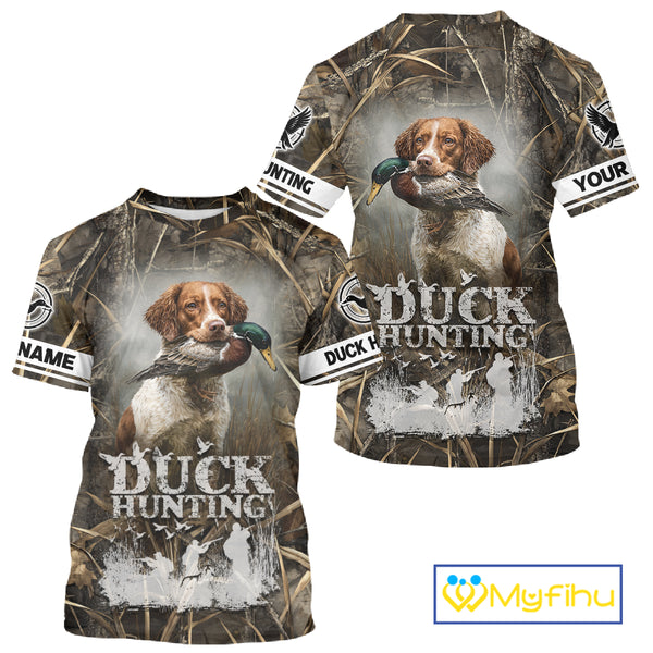 Mallard Duck Hunting Camouflage Shirts With Brittany Dog, Duck Hunting Season, Hunting Gifts NBT180