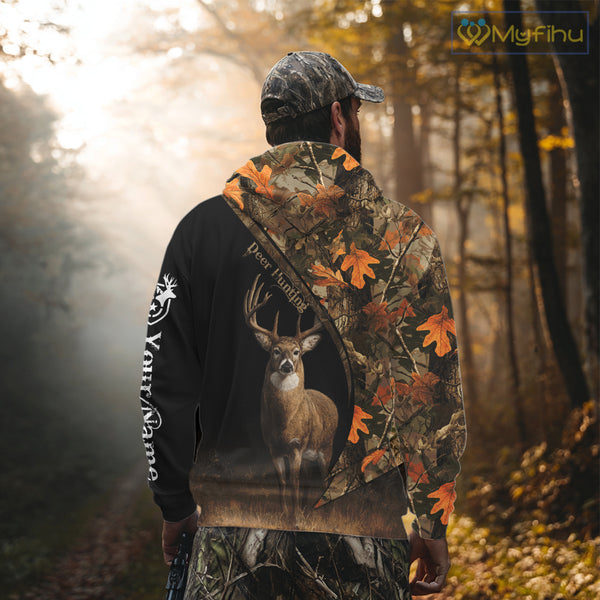 Whitetail Deer Hunting Orange Camouflage Shirts for Men, Hunting Clothes for Deer Hunting Season NBT105