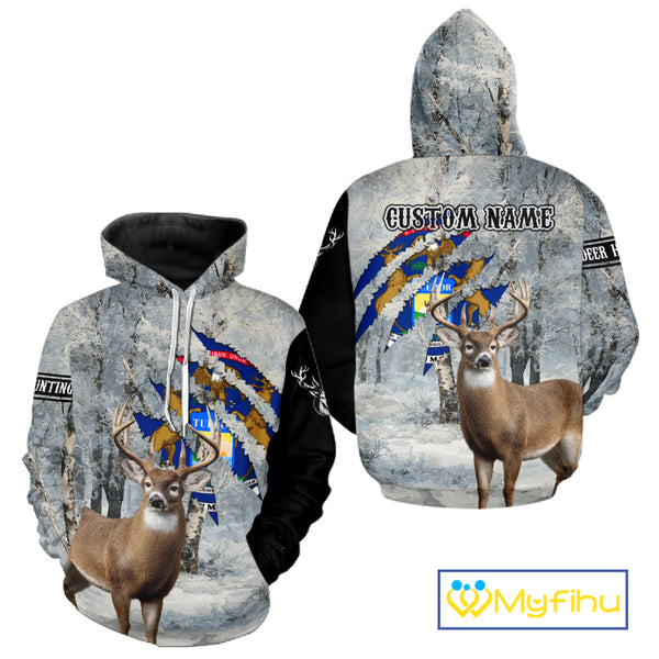 Snow Camo Deer Hunting Shirt, Pennsylvania Flag, Whitetail Hunters NBT13