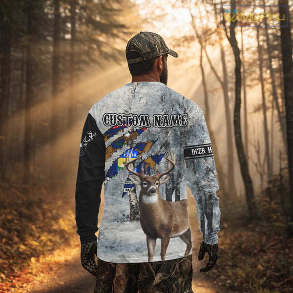 Snow Camo Deer Hunting Shirt, Pennsylvania Flag, Whitetail Hunters NBT13