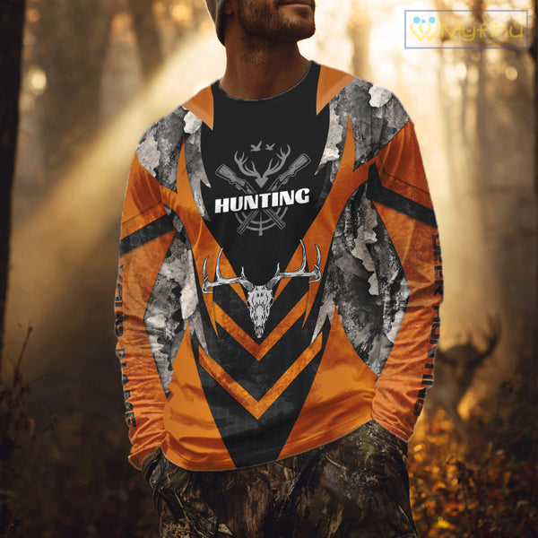 Deer Hunting Shirts Burnt Orange With Deer Skull - Best Gift Ideas for Hunter NBT20
