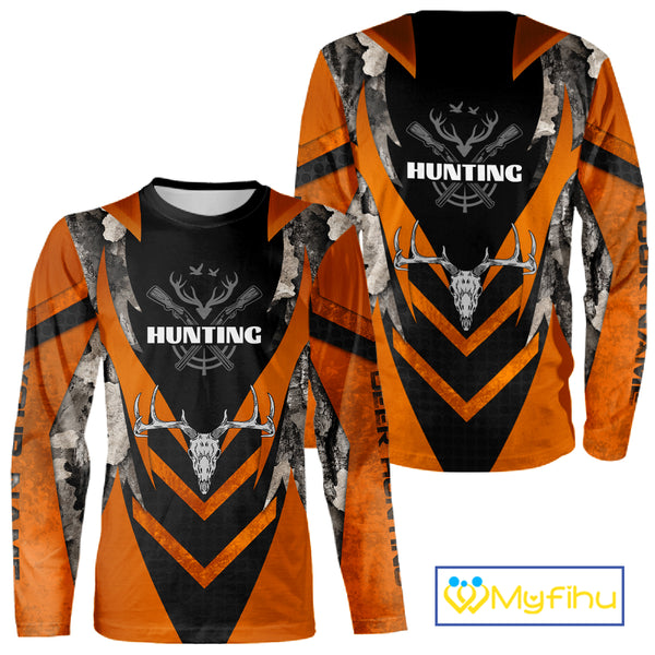 Deer Hunting Shirts Burnt Orange With Deer Skull - Best Gift Ideas for Hunter NBT20