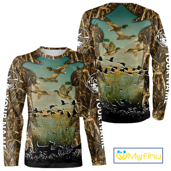 Waterfowl Duck Hunting Camouflage 3D Printing Shirts, Personalized Duck Hunting Shirts NBT137