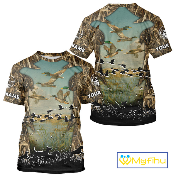 Waterfowl Duck Hunting Camouflage 3D Printing Shirts, Personalized Duck Hunting Shirts NBT137