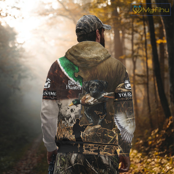 Duck Hunting with Dog Black Labs 3D All Over Printing Shirts for Men, Gifts for Duck Hunters NBT45