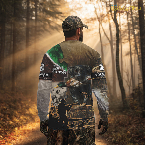 Duck Hunting with Dog Black Labs 3D All Over Printing Shirts for Men, Gifts for Duck Hunters NBT45