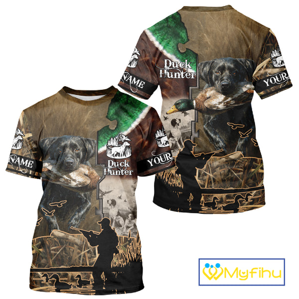 Duck Hunting with Dog Black Labs 3D All Over Printing Shirts for Men, Gifts for Duck Hunters NBT45