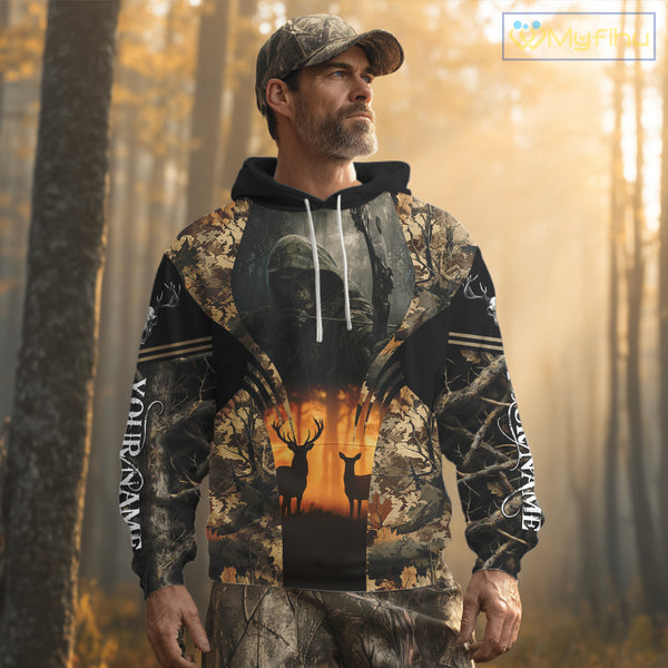 Best Deer Hunting Camo Grim Reaper Shirts - Deer Hunting Clothes, Big Game Hunting Gifts for Men NBT49