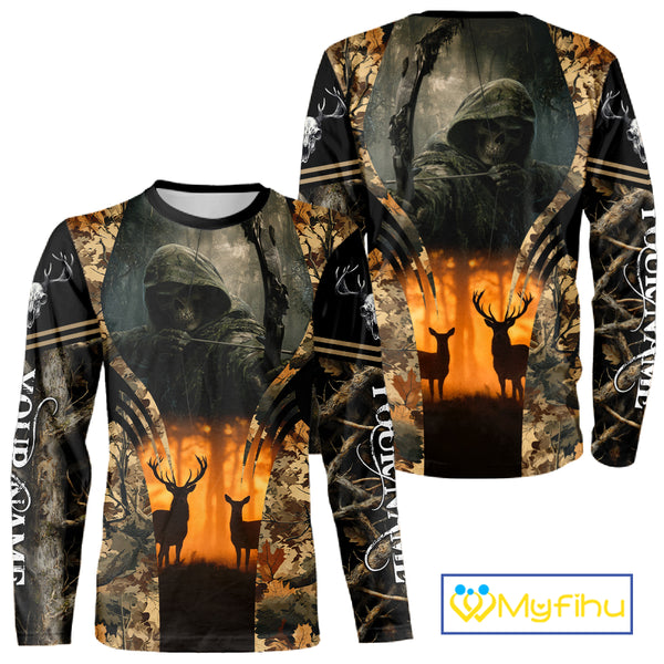 Best Deer Hunting Camo Grim Reaper Shirts - Deer Hunting Clothes, Big Game Hunting Gifts for Men NBT49