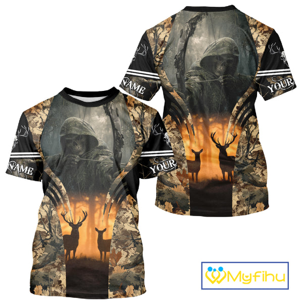 Best Deer Hunting Camo Grim Reaper Shirts - Deer Hunting Clothes, Big Game Hunting Gifts for Men NBT49