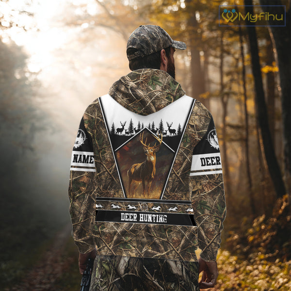 Whitetail Deer Camo 3D All Over Printed Shirts, Deer Hunting Crew Outfit, Hunting Gifts NBT63