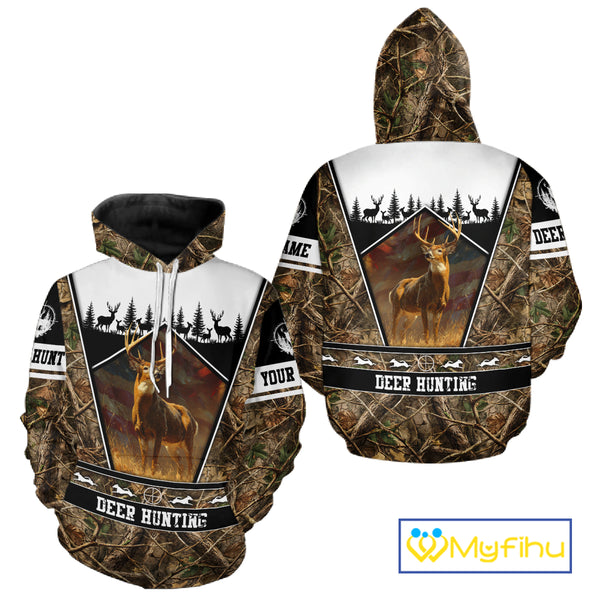 Whitetail Deer Camo 3D All Over Printed Shirts, Deer Hunting Crew Outfit, Hunting Gifts NBT63