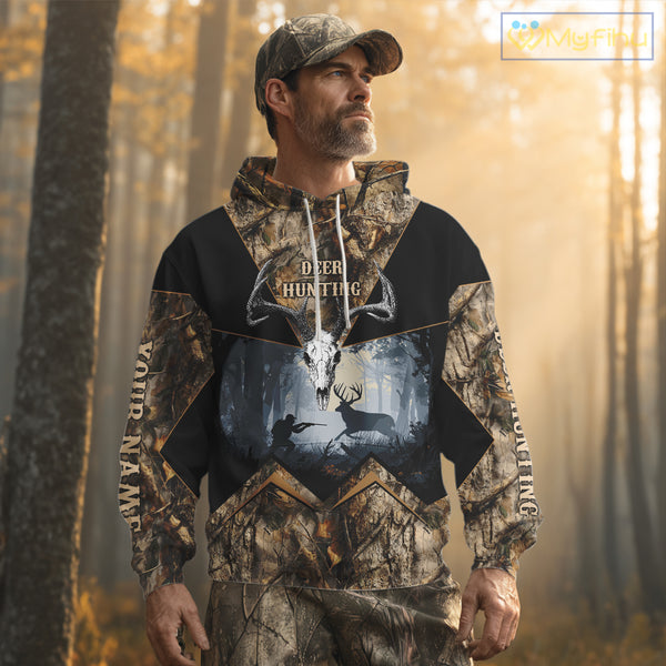 Custom 3D Deer Hunting Forest Camo with Big Buck Shirt for Men, Best Hunting Gifts for Hunters NBT72