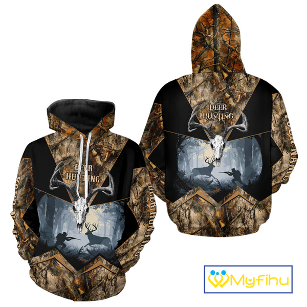 Custom 3D Deer Hunting Forest Camo with Big Buck Shirt for Men, Best Hunting Gifts for Hunters NBT72