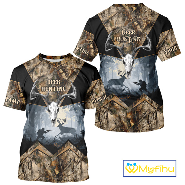 Custom 3D Deer Hunting Forest Camo with Big Buck Shirt for Men, Best Hunting Gifts for Hunters NBT72