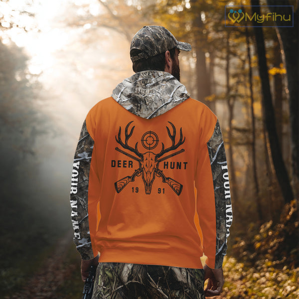 Personalized Deer Hunting Orange Camouflage Custom Name 3D Print Shirt, Deer Hunting Gifts NBT82