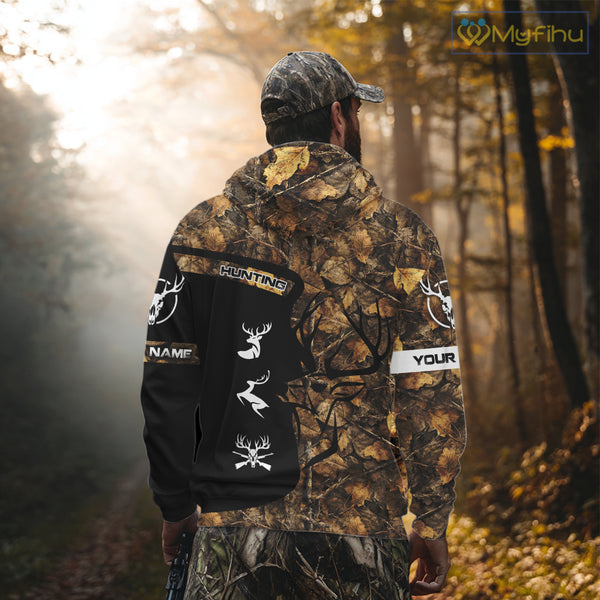 Custom Deer Hunting Brown Camo Shirts for Men, Hunting Gifts, Camouflage Deer Hunting Shirts NBT83