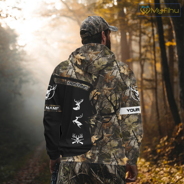 Custom Deer Hunting Fall Camo Shirts for Men, Hunting Gifts, Camouflage Deer Hunting Shirts NBT84