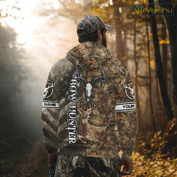 Best Deer Hunting American Flag Custom Camo Shirts for Deer Season, Hunting Shirts for Men NBT89