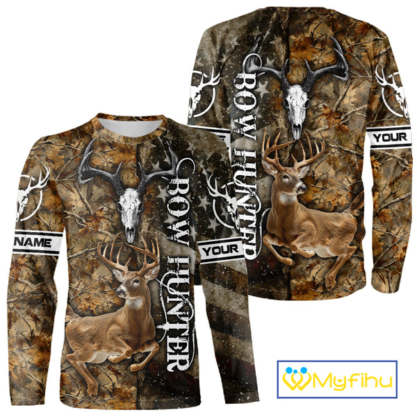 Best Deer Hunting American Flag Custom Camo Shirts for Deer Season, Hunting Shirts for Men NBT89