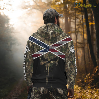 Camo Deer Hunting Shirts with US Flag, Personalized Deer Hunting Shirt, Hunting Gifts for Men NBT95