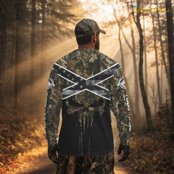 Deer Hunting Shirts with Black US Flag, Camouflage Deer Hunting Shirt, Hunting Gifts for Men NBT97