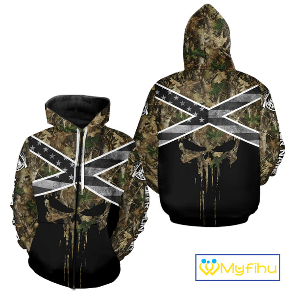 Deer Hunting Shirts with Black US Flag, Camouflage Deer Hunting Shirt, Hunting Gifts for Men NBT97