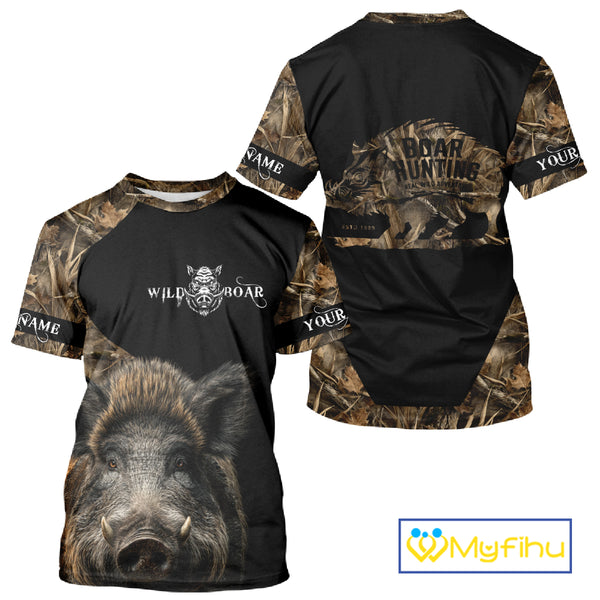 Wild Boar Hunting Camouflage Custom Name 3D All Over Print Shirts, Personalized Hunting Gifts NBT103