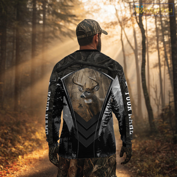 Beautiful Whitetail Deer Hunting Dark Camo 3D All Over Printed Shirts, Hunting Gifts for Men NBT86