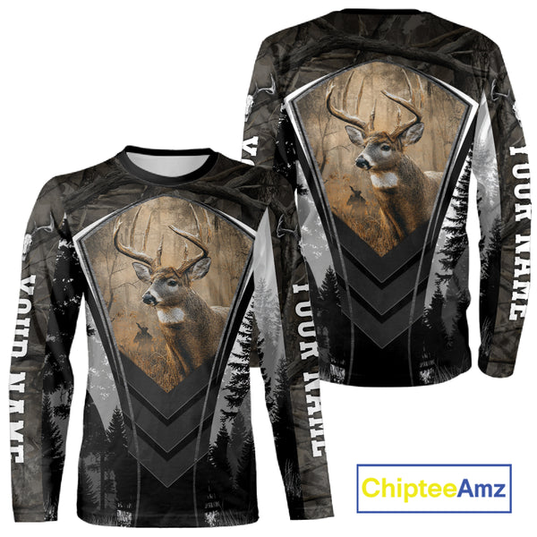 Beautiful Whitetail Deer Hunting Dark Camo 3D All Over Printed Shirts, Hunting Gifts for Men NBT86