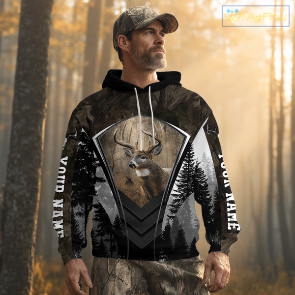 Beautiful Whitetail Deer Hunting Brown Camo 3D All Over Printed Shirts, Hunting Gifts for Hunters NBT87