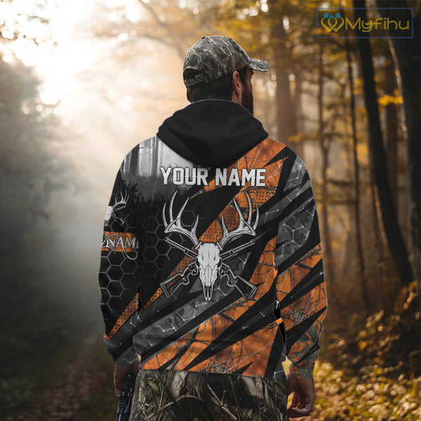 Personalized Orange Camo Deer Hunting Shirts for Men - Custom Name, Deer Hunting Gifts NBT36