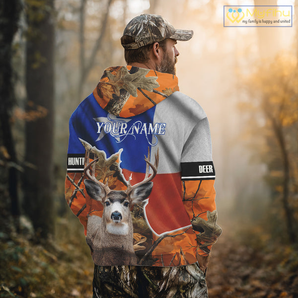 Deer Hunting Orange Camo Texas Flag 3D All Over Print Shirts - Gift Ideas for Hunter NBT24