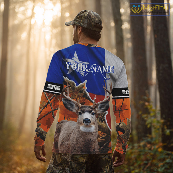 Deer Hunting Orange Camo Texas Flag 3D All Over Print Shirts - Gift Ideas for Hunter NBT24