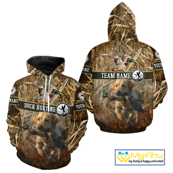 Duck Hunting Camo Shirt with Labrador Retriever – Waterfowl Hunting Clothes, Gifts for Hunters NBT44