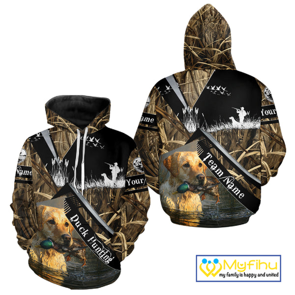 Duck Hunting Camo Shirt with Yellow Labrador Retriever for Duck Hunter - Best Duck Hunting Gifts NBT47