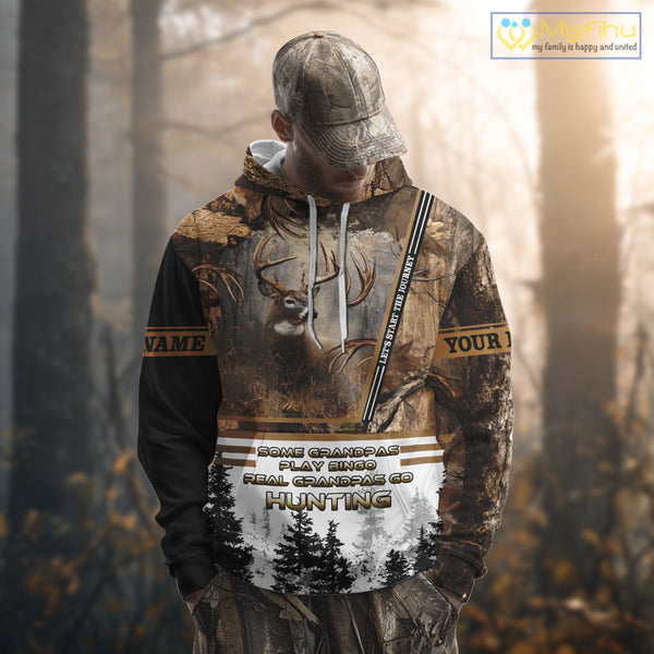 Best Brown Camouflage Deer Hunting Grandpa 3D All Over Printed Shirts, Deer Hunting Gifts NBT81