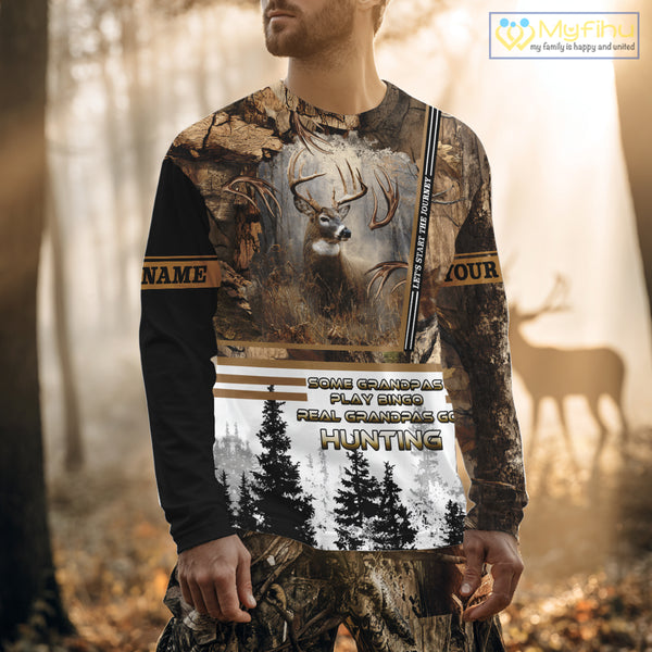 Best Brown Camouflage Deer Hunting Grandpa 3D All Over Printed Shirts, Deer Hunting Gifts NBT81