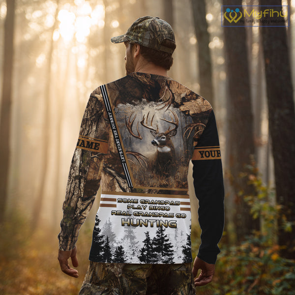 Best Brown Camouflage Deer Hunting Grandpa 3D All Over Printed Shirts, Deer Hunting Gifts NBT81