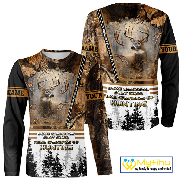 Best Brown Camouflage Deer Hunting Grandpa 3D All Over Printed Shirts, Deer Hunting Gifts NBT81