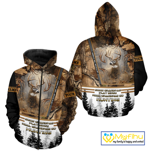 Best Brown Camouflage Deer Hunting Grandpa 3D All Over Printed Shirts, Deer Hunting Gifts NBT81