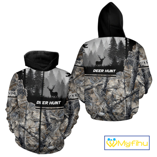 Whitetail Deer Hunting Winter Camouflage 3D Custom Name Shirts, Custom Deer Hunting Winter NBT197