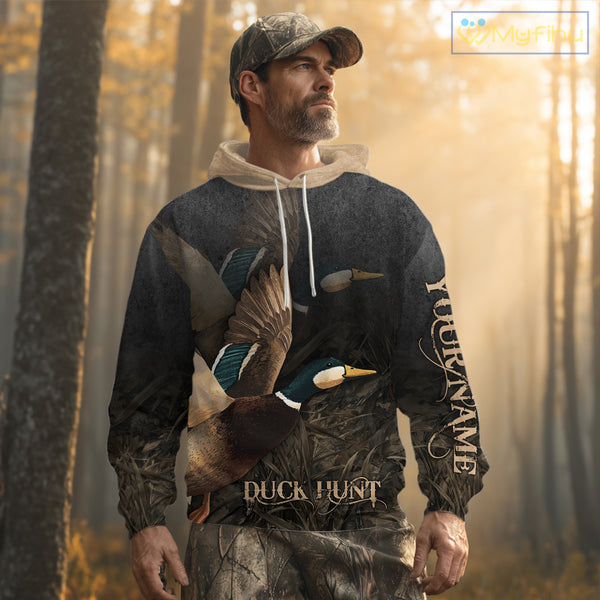 Beautiful Mallard Duck Hunting 3D Print Camouflage Shirts, Duck Hunting Clothes NBT208