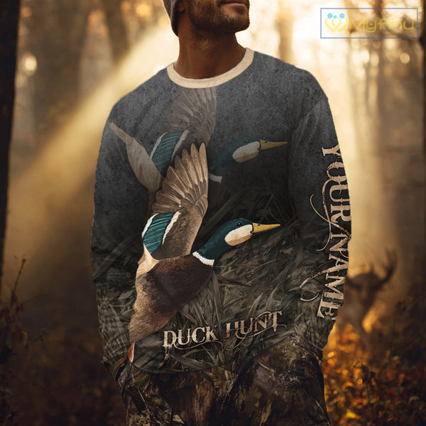Beautiful Mallard Duck Hunting 3D Print Camouflage Shirts, Duck Hunting Clothes NBT208