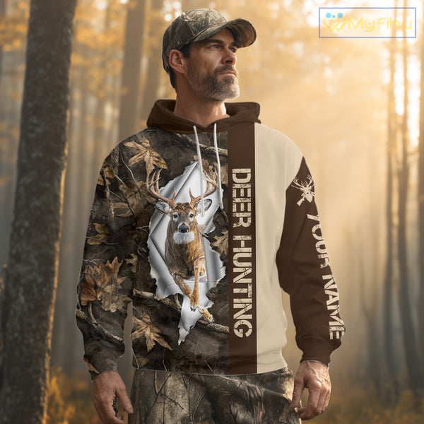 Whitetail Deer Hunting Shirt Forest Camo Custom Name Hunting Clothes For Deer Hunters NBT329
